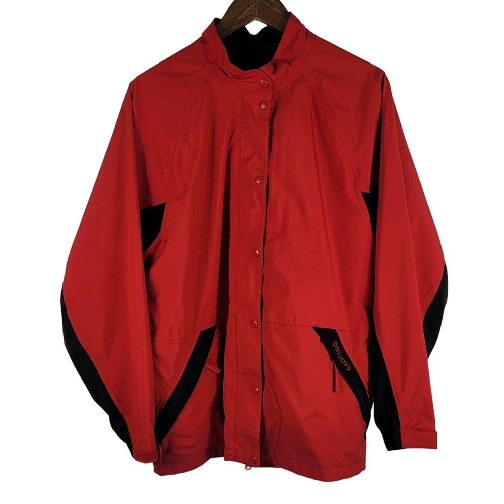 Footjoy Dryjoys Long Sleeve Men's Red Front Zip/Snap Close Golf Jacket Red L